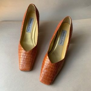 Sold Tangerine croc embossed patent heels